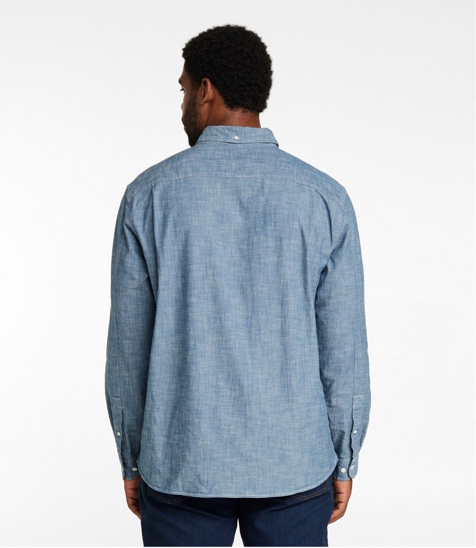 Men's Comfort Stretch® Chambray Shirt, Long-Sleeve, Slightly Fitted Untucked Fit | L.L.Bean Popular