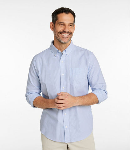 Men's Comfort Stretch Oxford Shirt, Slightly Fitted Untucked Fit, Stripe | L.L.Bean Recommended