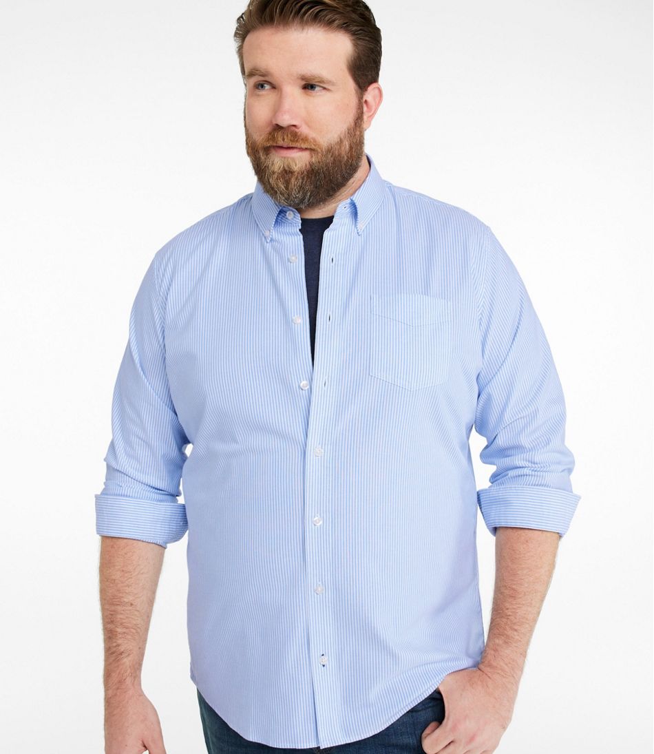 Men's Comfort Stretch Oxford Shirt, Slightly Fitted Untucked Fit, Stripe | L.L.Bean Recommended