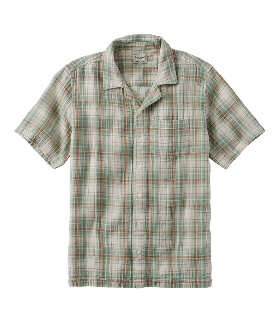 Men's Cloud Gauze Shirt, Short-Sleeve, Slightly Fitted Untucked Fit, Plaid | L.L.Bean Trending