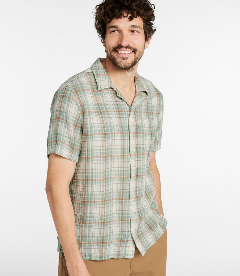 Men's Cloud Gauze Shirt, Short-Sleeve, Slightly Fitted Untucked Fit, Plaid | L.L.Bean Trending
