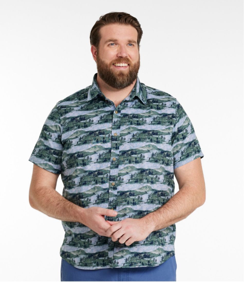 Men's Stonecoast Hemp Shirt, Short-Sleeve, Slightly Fitted Untucked Fit, Print | L.L.Bean Signature