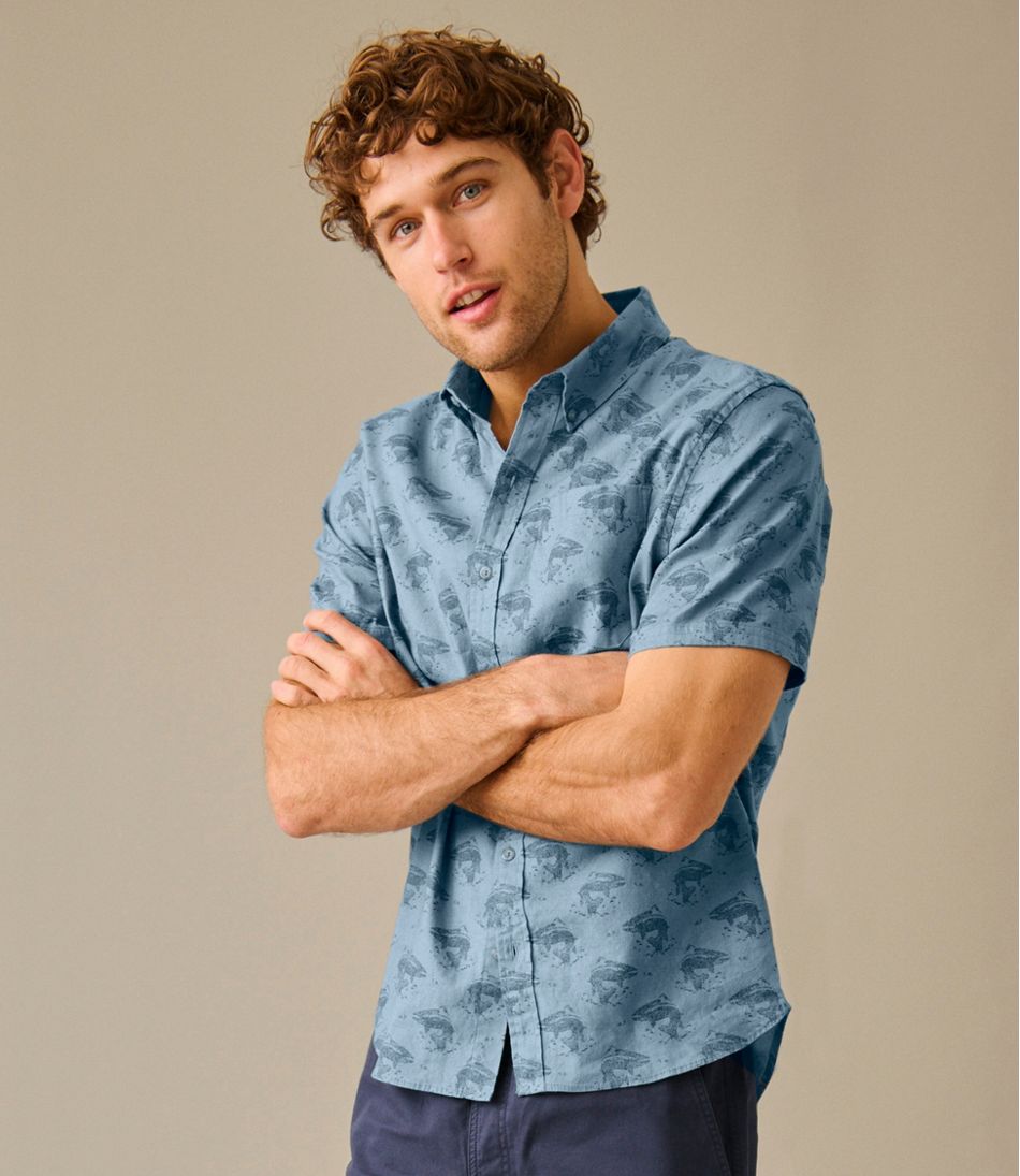 Men's Stonecoast Hemp Shirt, Short-Sleeve, Slightly Fitted Untucked Fit, Print | L.L.Bean Signature