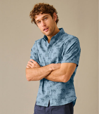 Men's Stonecoast Hemp Shirt, Short-Sleeve, Slightly Fitted Untucked Fit, Print | L.L.Bean Signature