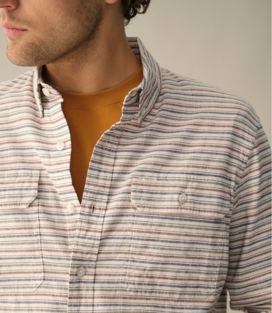 Men's Stonecoast Hemp Shirt, Long-Sleeve, Slightly Fitted Untucked Fit, Stripe | L.L.Bean Classic
