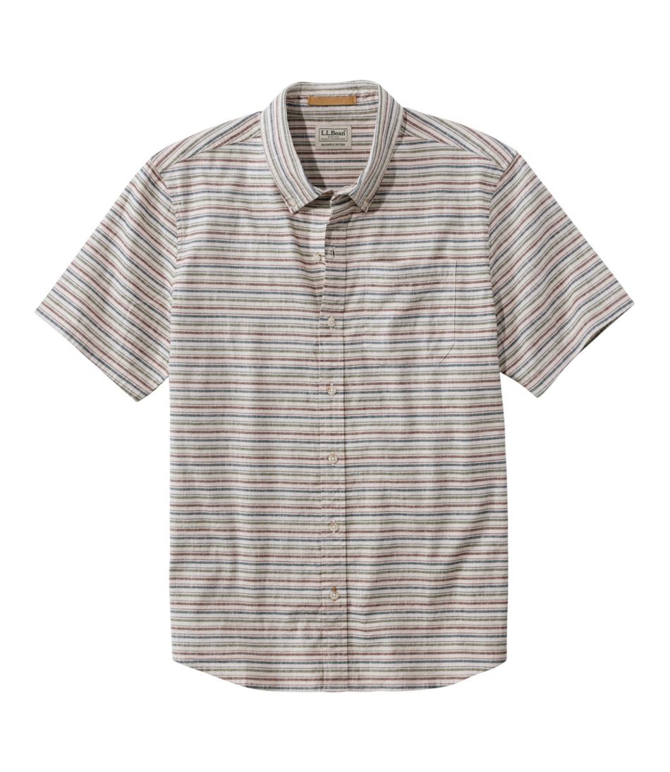 Men's Stonecoast Hemp Shirt, Short-Sleeve, Slightly Fitted Untucked Fit, Stripe | L.L.Bean Value
