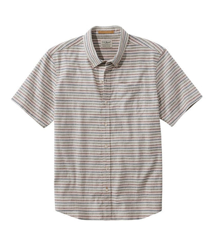 Men's Stonecoast Hemp Shirt, Short-Sleeve, Slightly Fitted Untucked Fit, Stripe | L.L.Bean Value