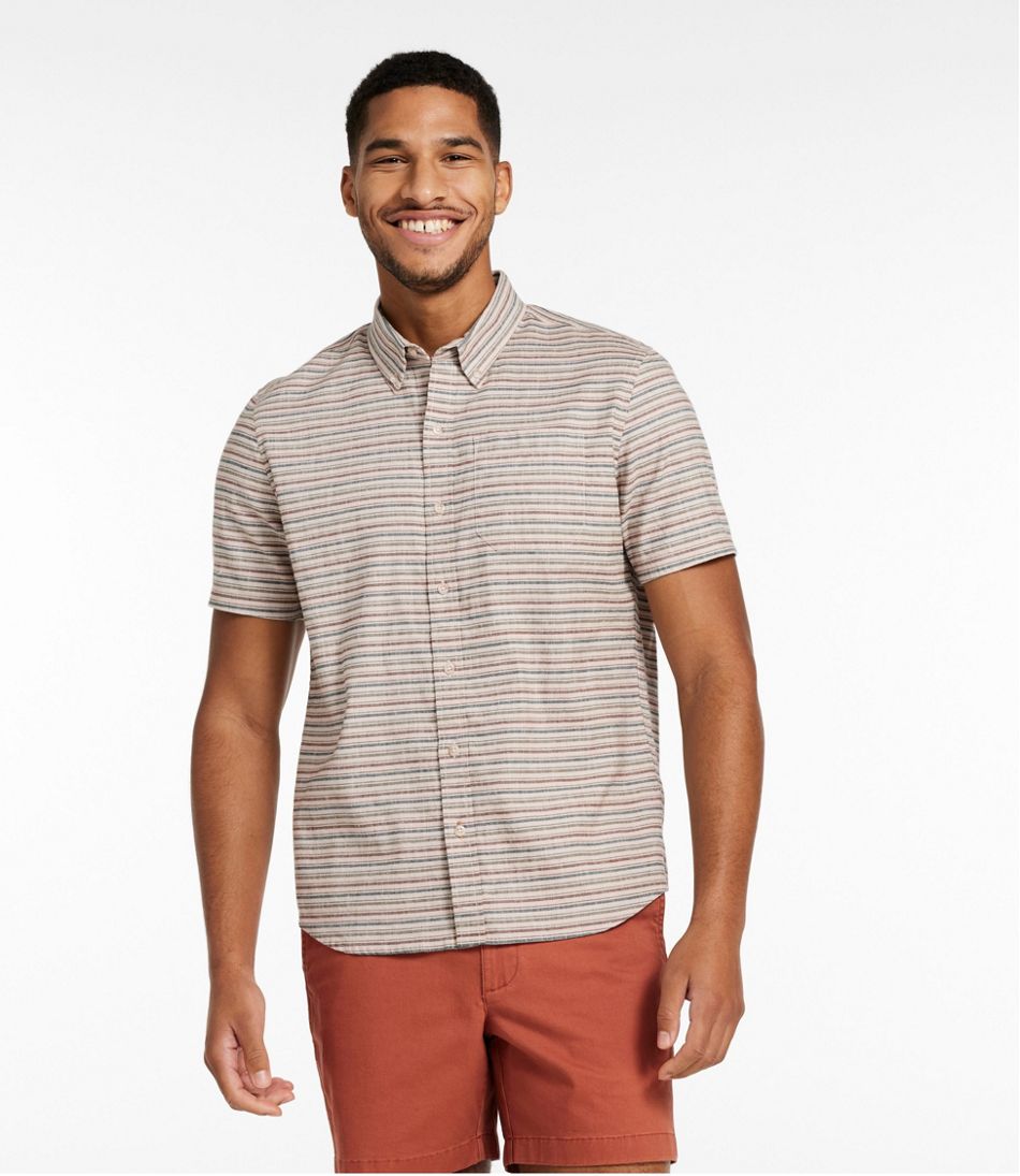 Men's Stonecoast Hemp Shirt, Short-Sleeve, Slightly Fitted Untucked Fit, Stripe | L.L.Bean Value