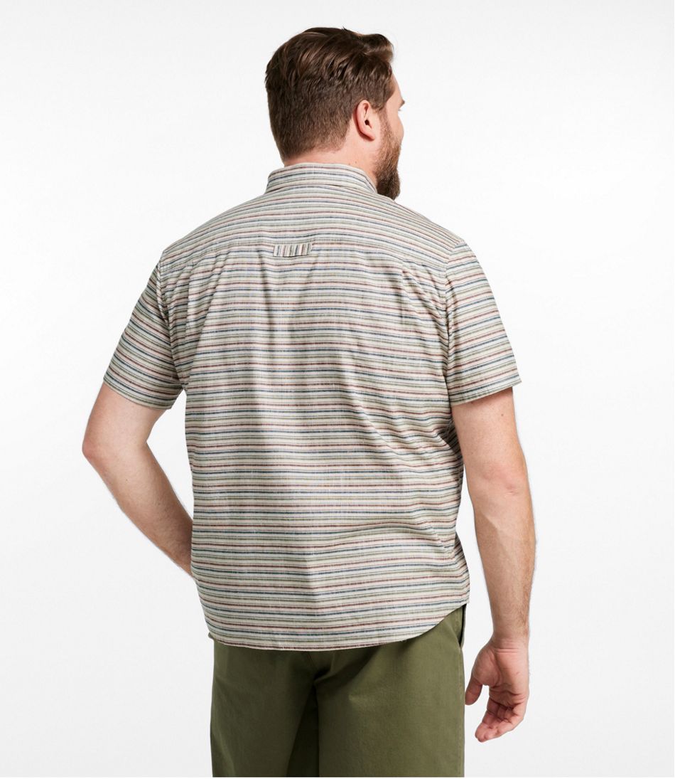 Men's Stonecoast Hemp Shirt, Short-Sleeve, Slightly Fitted Untucked Fit, Stripe | L.L.Bean Value
