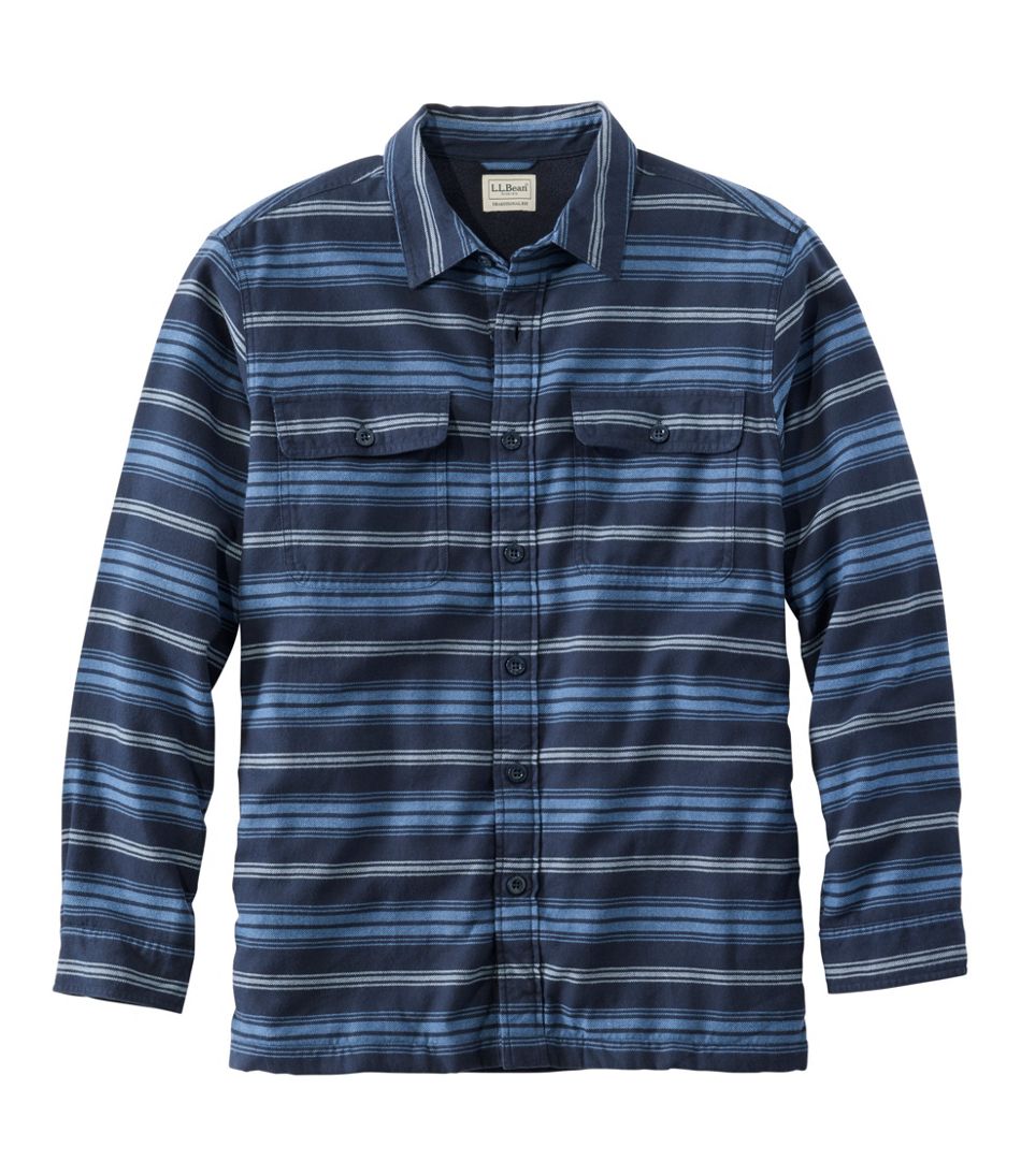 Men's Fleece-Lined Flannel Shirt, Traditional Fit, Stripe | L.L.Bean Great Value