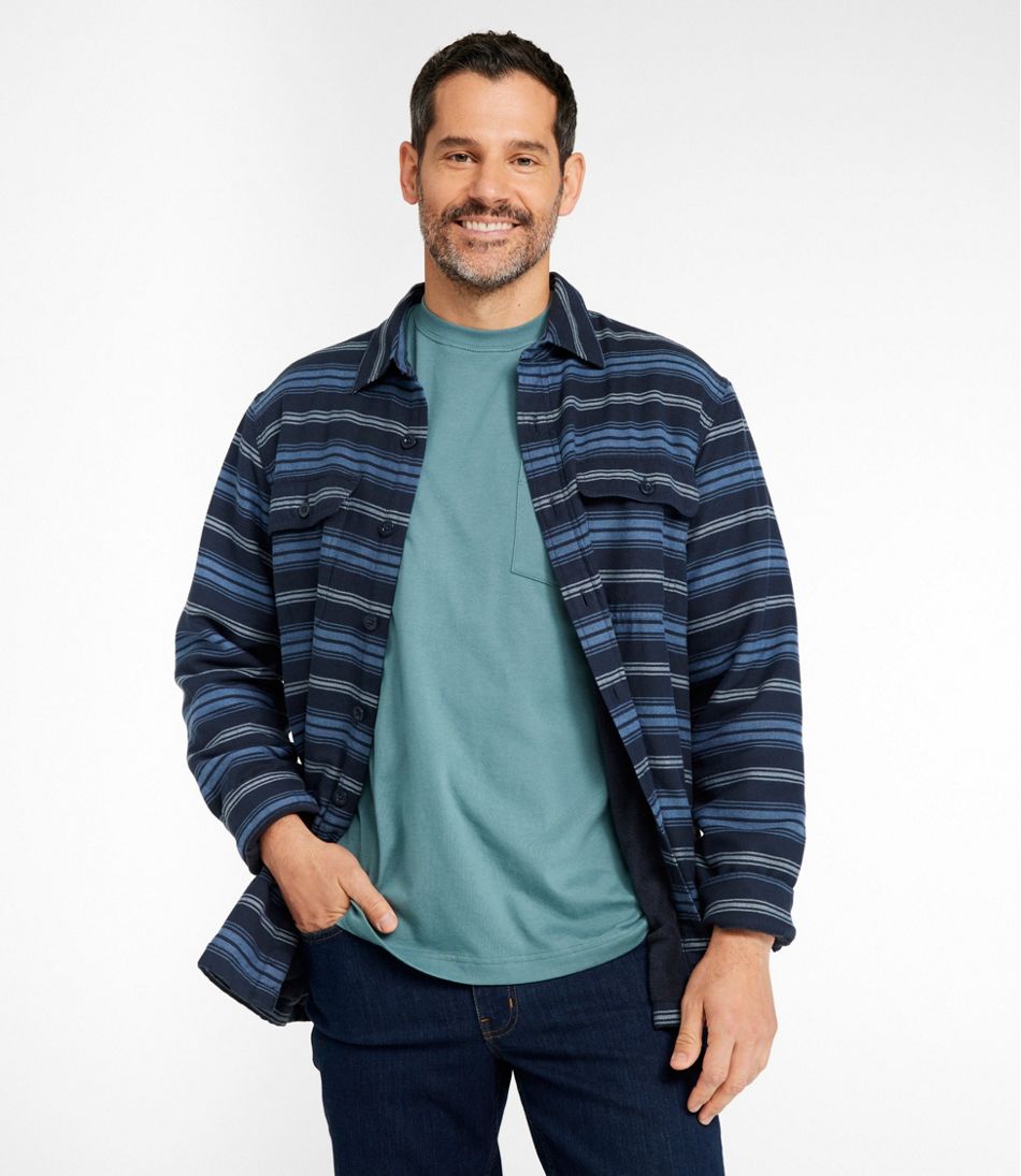 Men's Fleece-Lined Flannel Shirt, Traditional Fit, Stripe | L.L.Bean Great Value