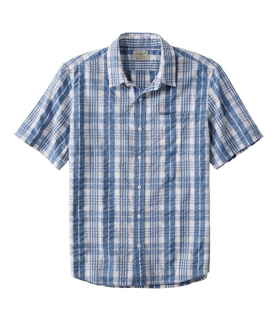 Men's Organic Cotton Seersucker Shirt, Short-Sleeve, Slightly Fitted, Plaid | L.L.Bean Trending
