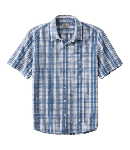 Men's Organic Cotton Seersucker Shirt, Short-Sleeve, Slightly Fitted, Plaid | L.L.Bean Trending
