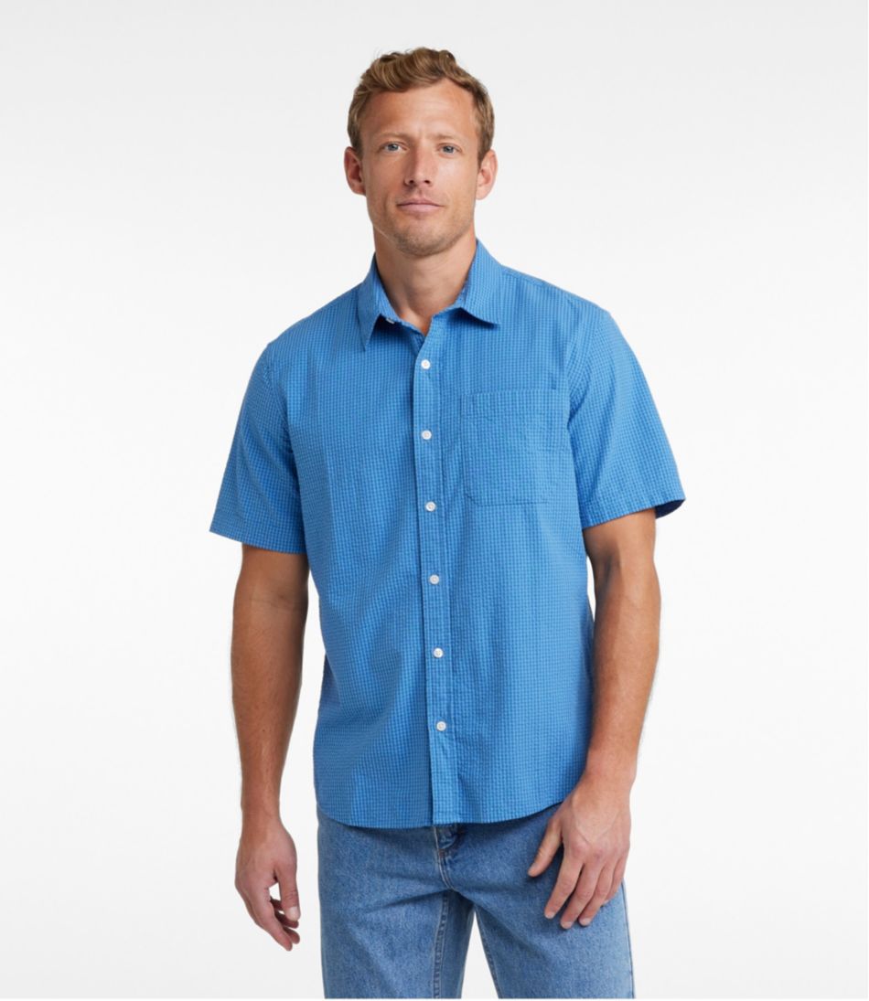 Men's Organic Cotton Seersucker Shirt, Short-Sleeve, Slightly Fitted, Plaid | L.L.Bean Trending