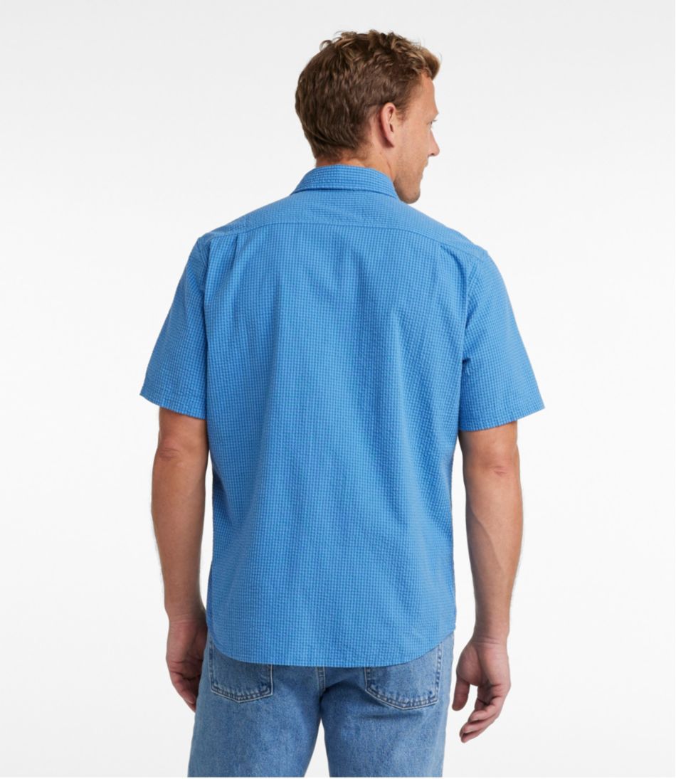 Men's Organic Cotton Seersucker Shirt, Short-Sleeve, Slightly Fitted, Plaid | L.L.Bean Trending