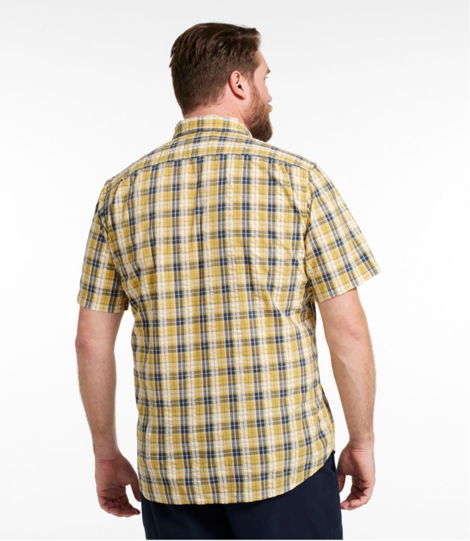Men's Organic Cotton Seersucker Shirt, Short-Sleeve, Slightly Fitted, Plaid | L.L.Bean Trending