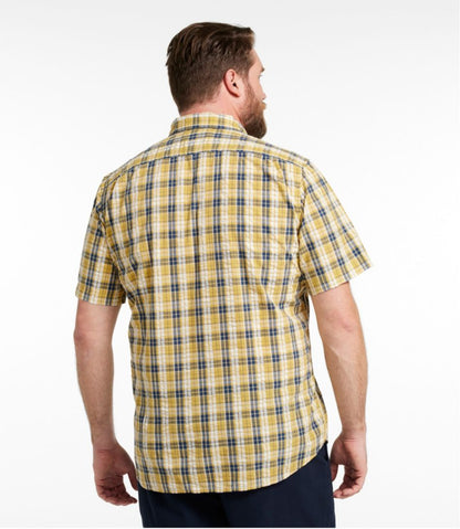 Men's Organic Cotton Seersucker Shirt, Short-Sleeve, Slightly Fitted, Plaid | L.L.Bean Trending