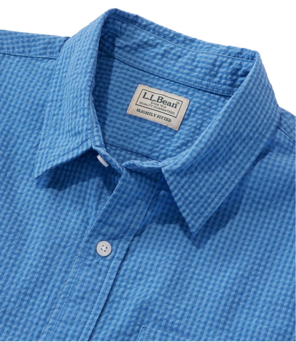 Men's Organic Cotton Seersucker Shirt, Short-Sleeve, Slightly Fitted, Plaid | L.L.Bean Trending