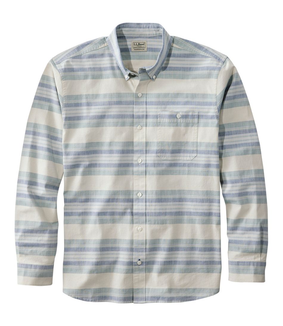 Men's Comfort Stretch Chambray Shirt, Traditional Untucked Fit, Long-Sleeve, Stripe | L.L.Bean Best Seller