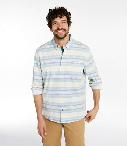Men's Comfort Stretch Chambray Shirt, Traditional Untucked Fit, Long-Sleeve, Stripe | L.L.Bean Best Seller