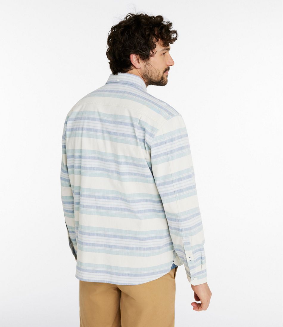 Men's Comfort Stretch Chambray Shirt, Traditional Untucked Fit, Long-Sleeve, Stripe | L.L.Bean Best Seller