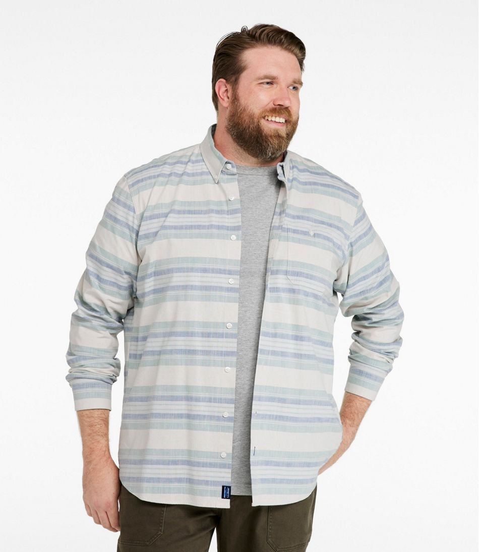 Men's Comfort Stretch Chambray Shirt, Traditional Untucked Fit, Long-Sleeve, Stripe | L.L.Bean Best Seller