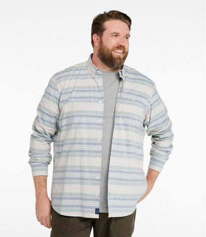 Men's Comfort Stretch Chambray Shirt, Traditional Untucked Fit, Long-Sleeve, Stripe | L.L.Bean Best Seller