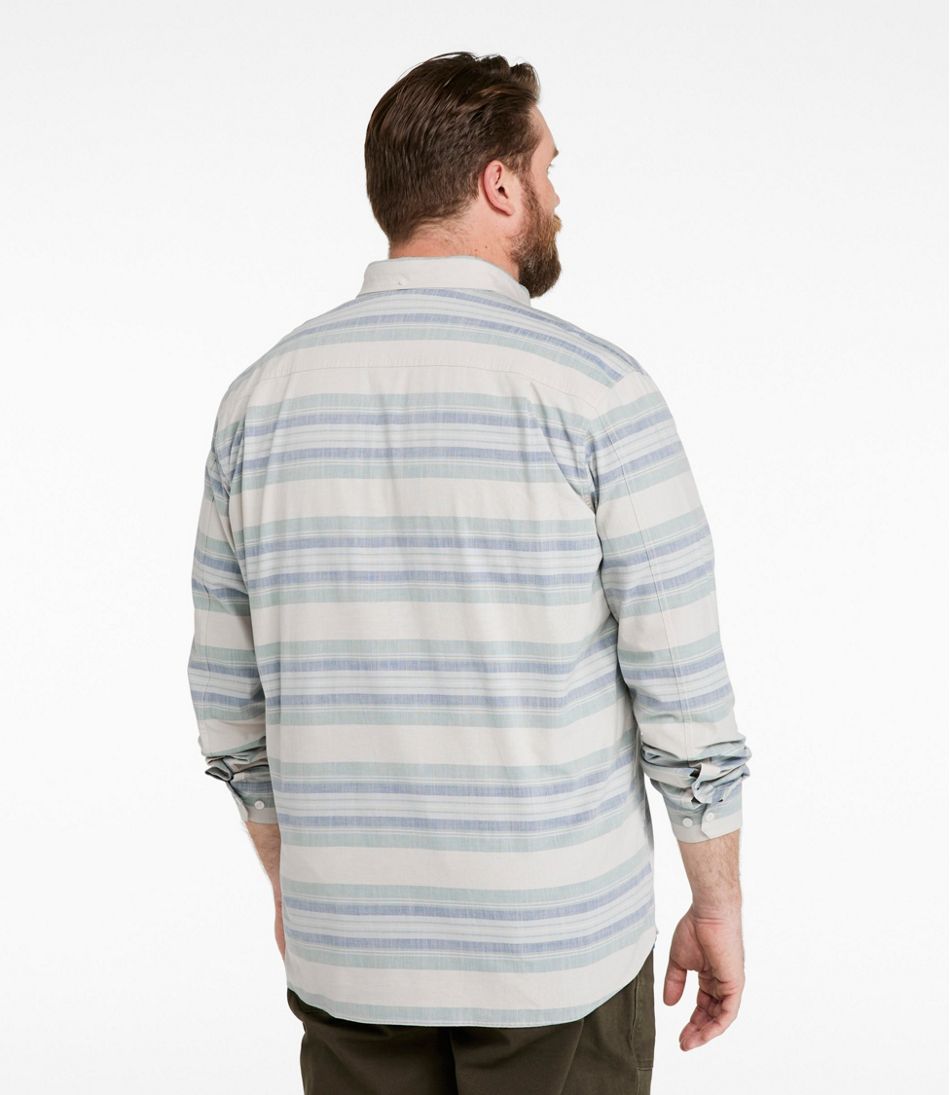 Men's Comfort Stretch Chambray Shirt, Traditional Untucked Fit, Long-Sleeve, Stripe | L.L.Bean Best Seller