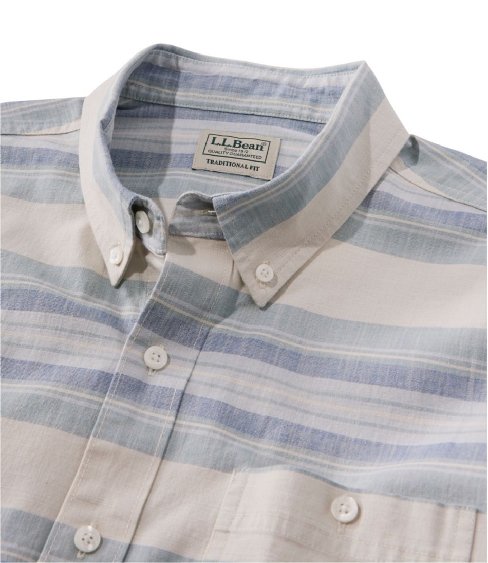 Men's Comfort Stretch Chambray Shirt, Traditional Untucked Fit, Long-Sleeve, Stripe | L.L.Bean Best Seller