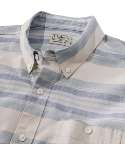 Men's Comfort Stretch Chambray Shirt, Traditional Untucked Fit, Long-Sleeve, Stripe | L.L.Bean Best Seller