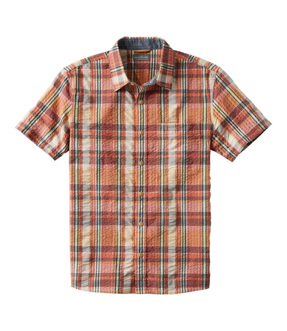 Men's Signature Seersucker Madras Shirt, Slightly Fitted, Short-Sleeve | L.L.Bean Recommended