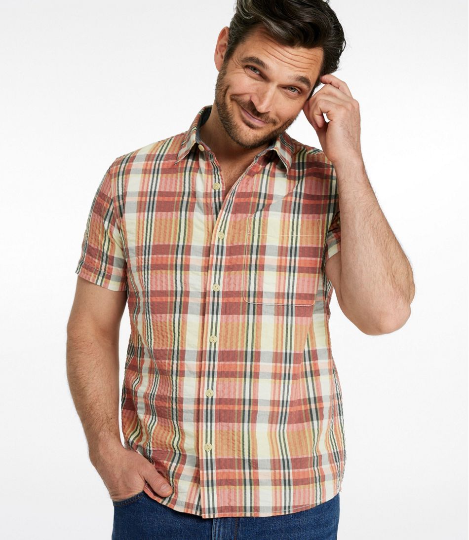 Men's Signature Seersucker Madras Shirt, Slightly Fitted, Short-Sleeve | L.L.Bean Recommended