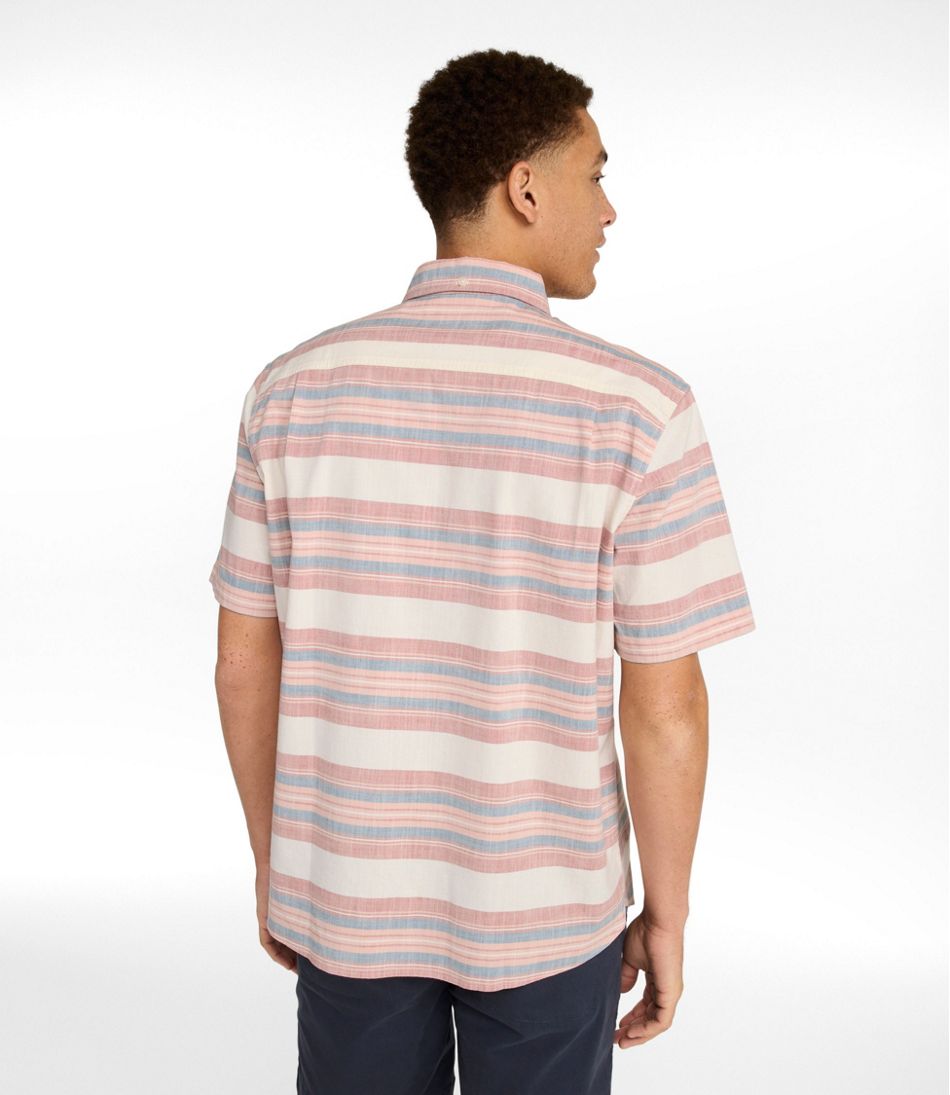 Men's Comfort Stretch Chambray Shirt, Traditional Untucked Fit, Short-Sleeve, Stripe | L.L.Bean Everyday