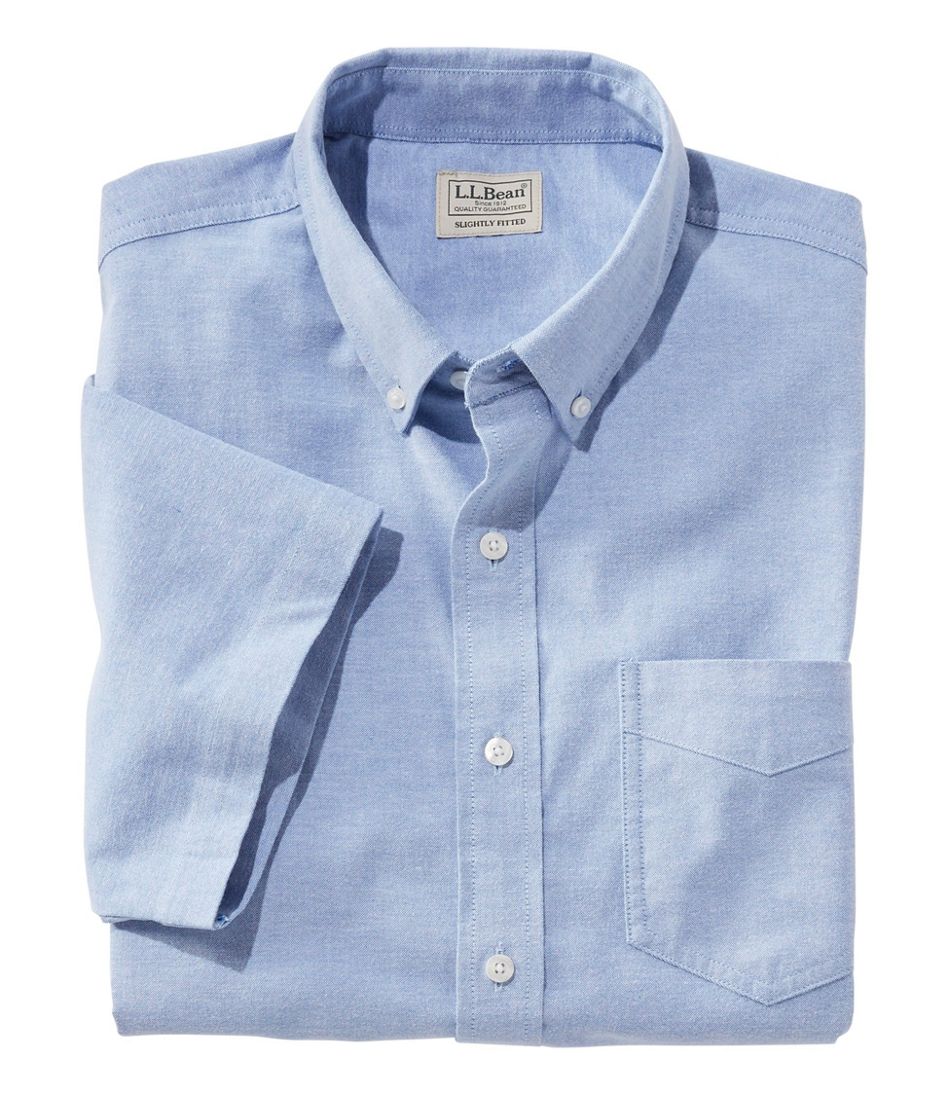 Men's Comfort Stretch® Oxford Shirt, Slightly Fitted Untucked Fit, Short-Sleeve | L.L.Bean Popular