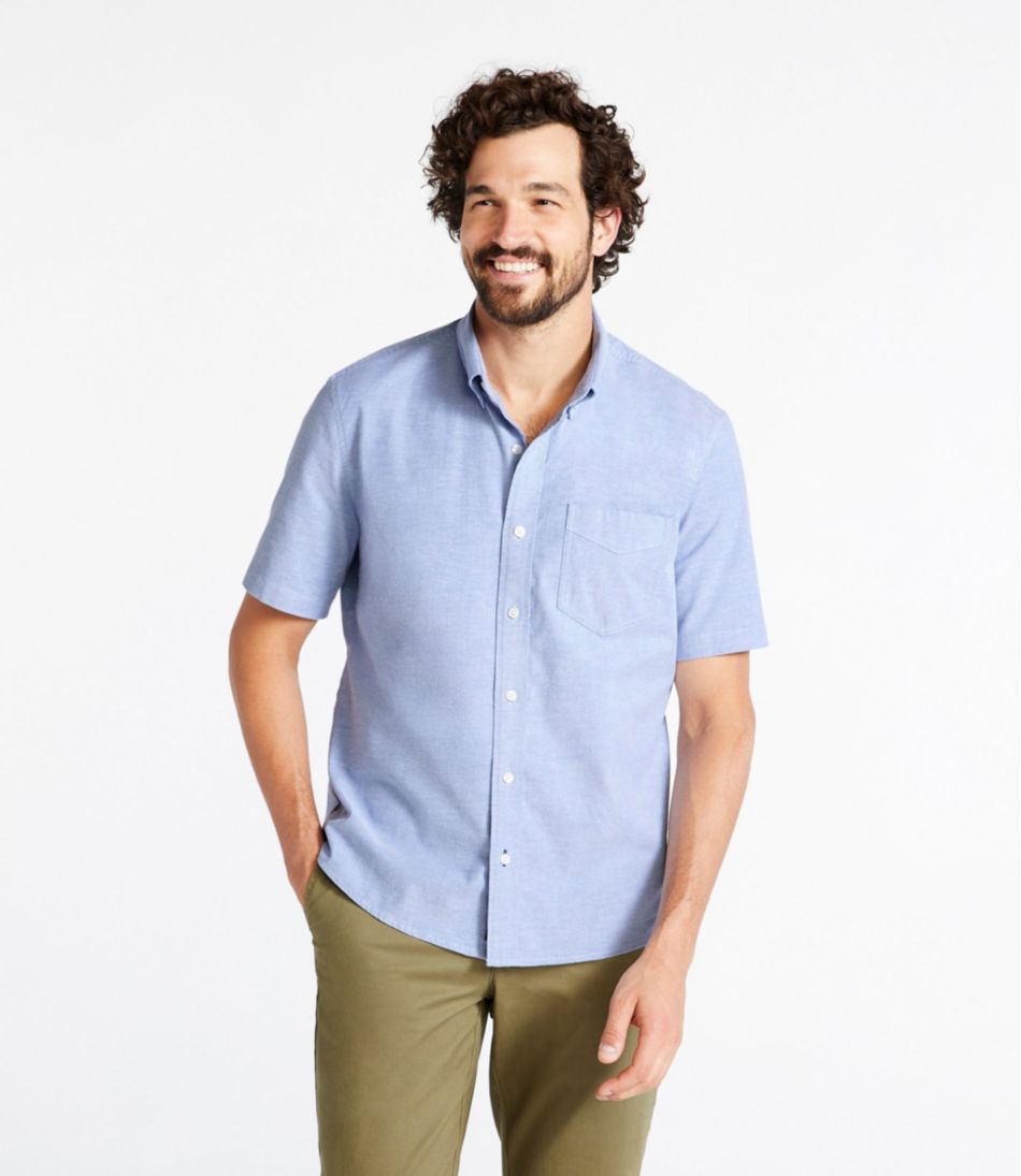 Men's Comfort Stretch® Oxford Shirt, Slightly Fitted Untucked Fit, Short-Sleeve | L.L.Bean Popular