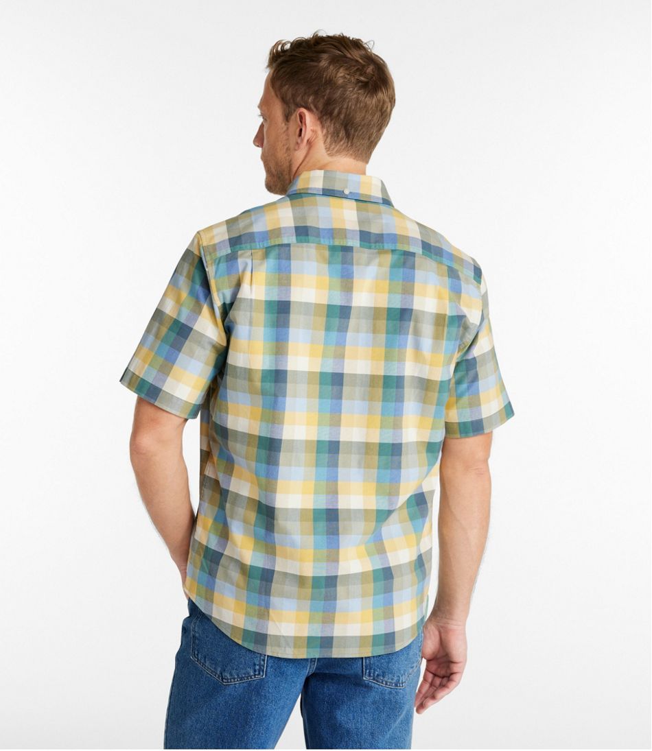 Men's Comfort Stretch® Oxford, Slightly Fitted Untucked Fit, Short-Sleeve, Plaid | L.L.Bean Trending