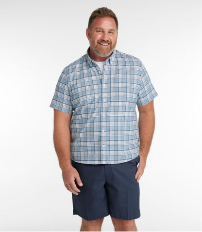 Men's Comfort Stretch® Oxford, Slightly Fitted Untucked Fit, Short-Sleeve, Plaid | L.L.Bean Trending