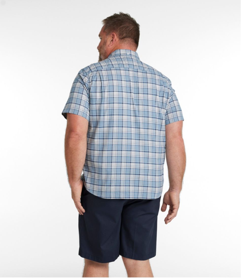 Men's Comfort Stretch® Oxford, Slightly Fitted Untucked Fit, Short-Sleeve, Plaid | L.L.Bean Trending