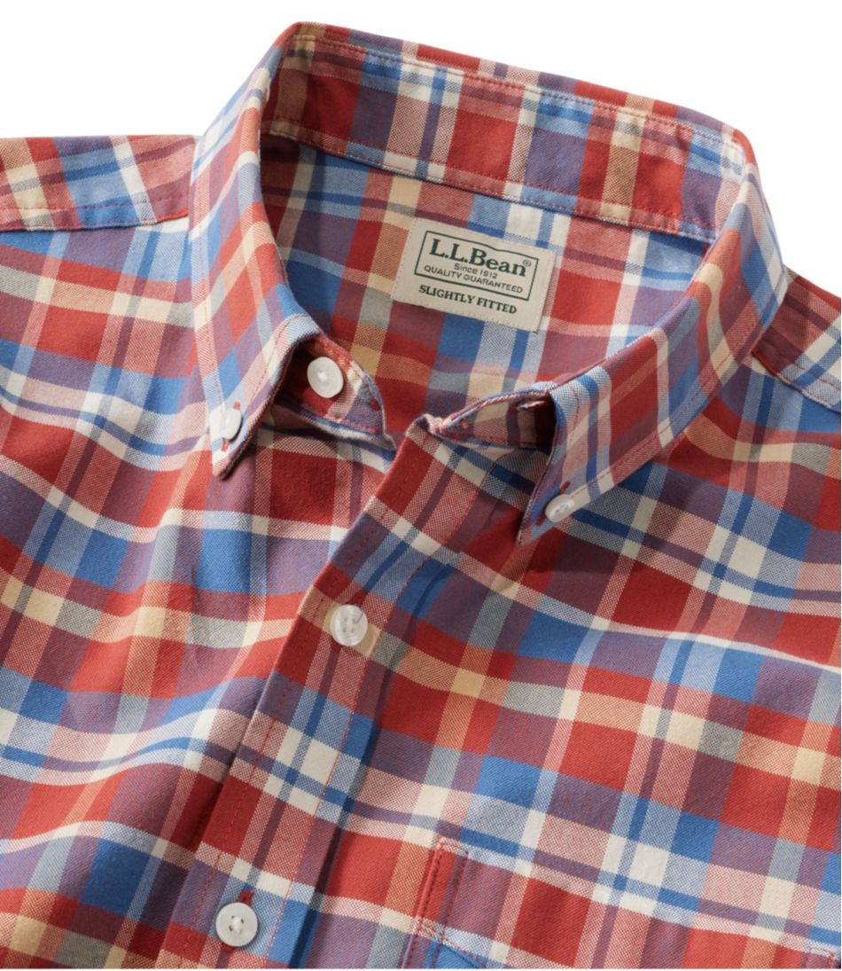 Men's Comfort Stretch® Oxford, Slightly Fitted Untucked Fit, Short-Sleeve, Plaid | L.L.Bean Trending
