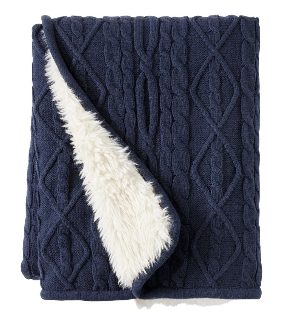 1912 Heritage Knit Faux Fur Throw, Cable | L.L.Bean Latest