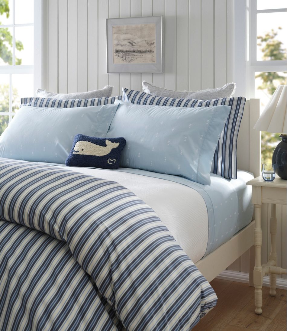 Sunwashed Percale Sheet Collection, Stamped Leaf Print | L.L.Bean Value