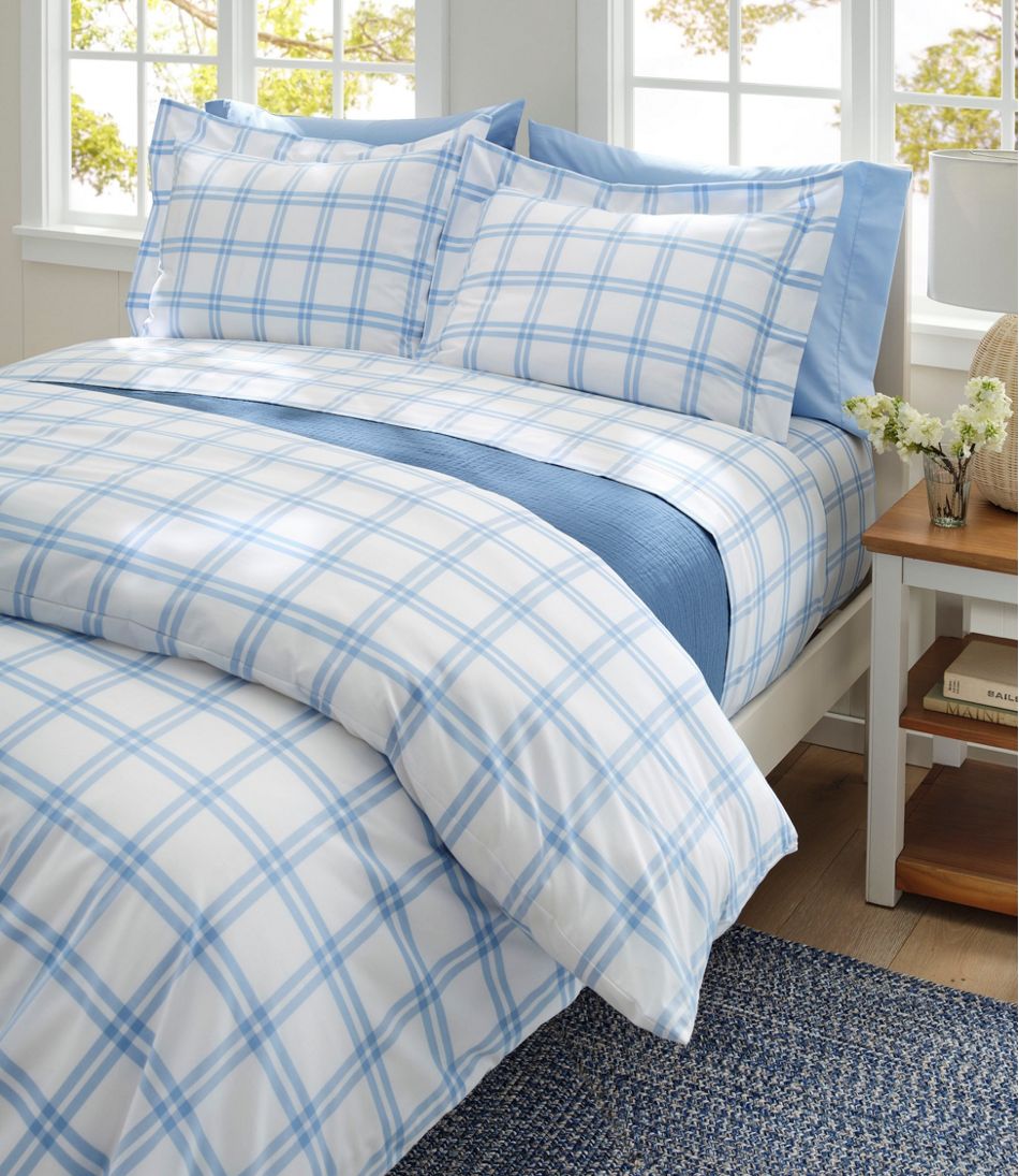 280-Thread-Count Pima Cotton Percale Comforter Cover Collection, Windowpane | L.L.Bean Everyday