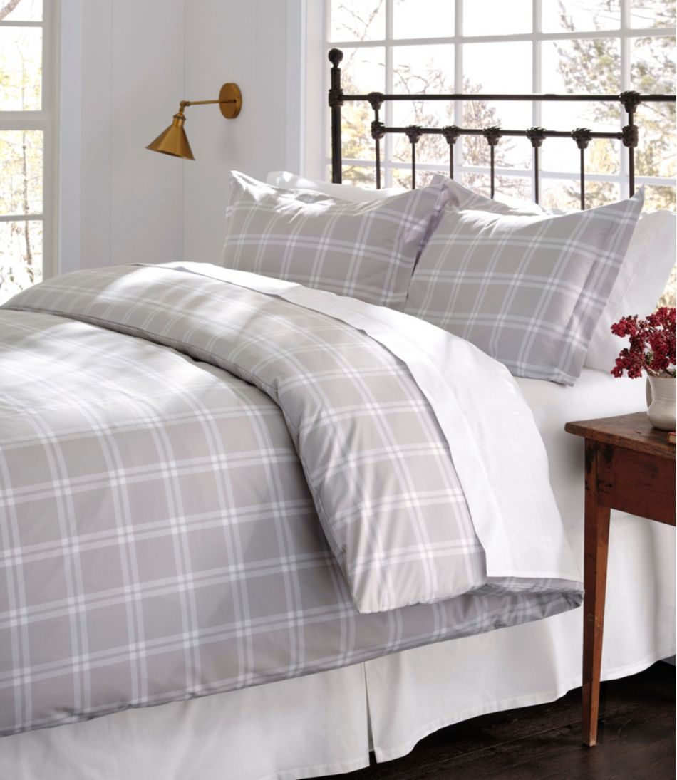 280-Thread-Count Pima Cotton Percale Comforter Cover Collection, Windowpane | L.L.Bean Everyday