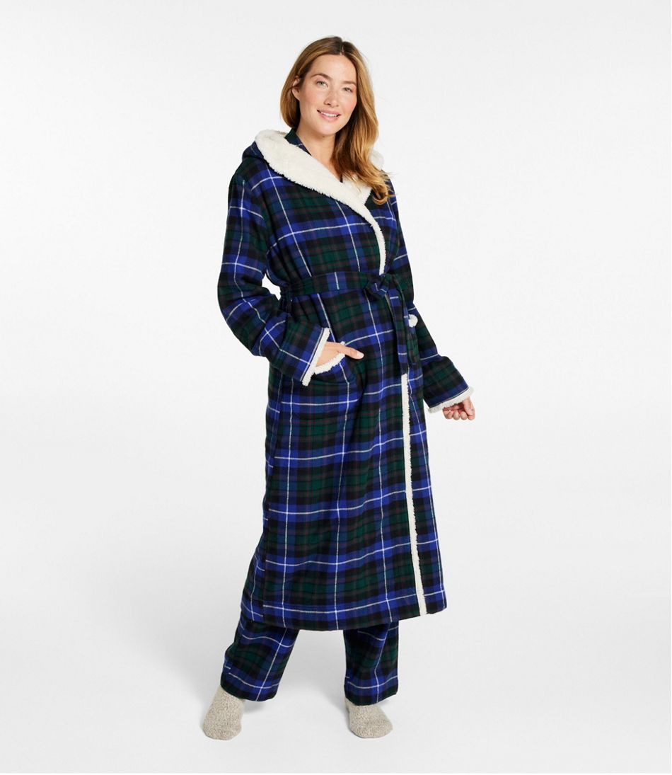 Women's Scotch Plaid Flannel Robe, Sherpa-Lined Long | L.L.Bean Popular