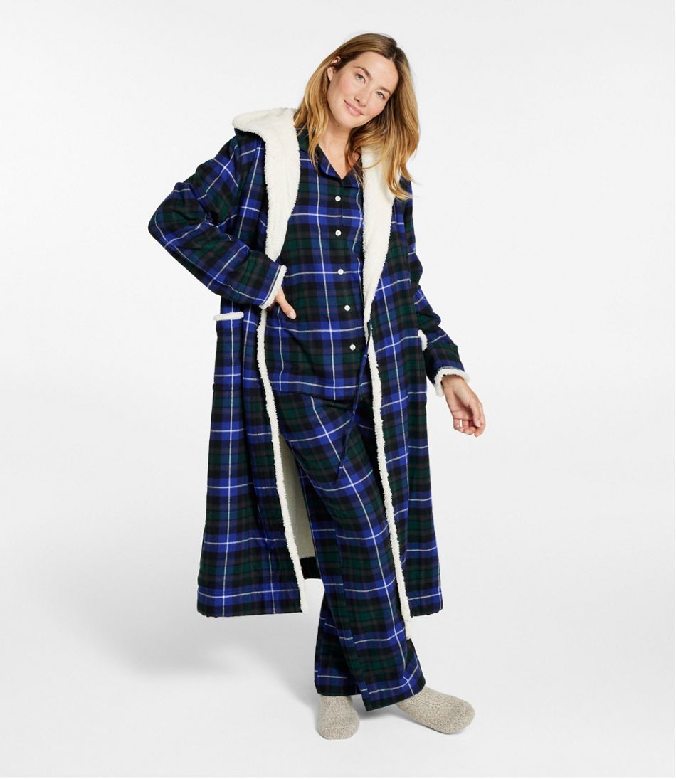 Women's Scotch Plaid Flannel Robe, Sherpa-Lined Long | L.L.Bean Popular