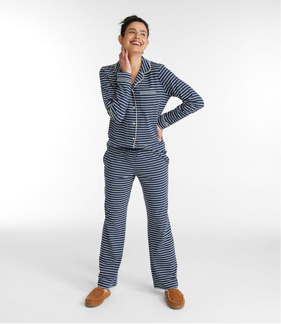 Women's Super-Soft Shrink-Free Button Front Pajama Set, Stripe | L.L.Bean Best Seller