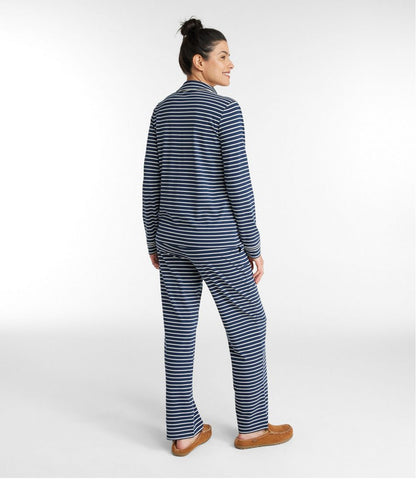Women's Super-Soft Shrink-Free Button Front Pajama Set, Stripe | L.L.Bean Best Seller