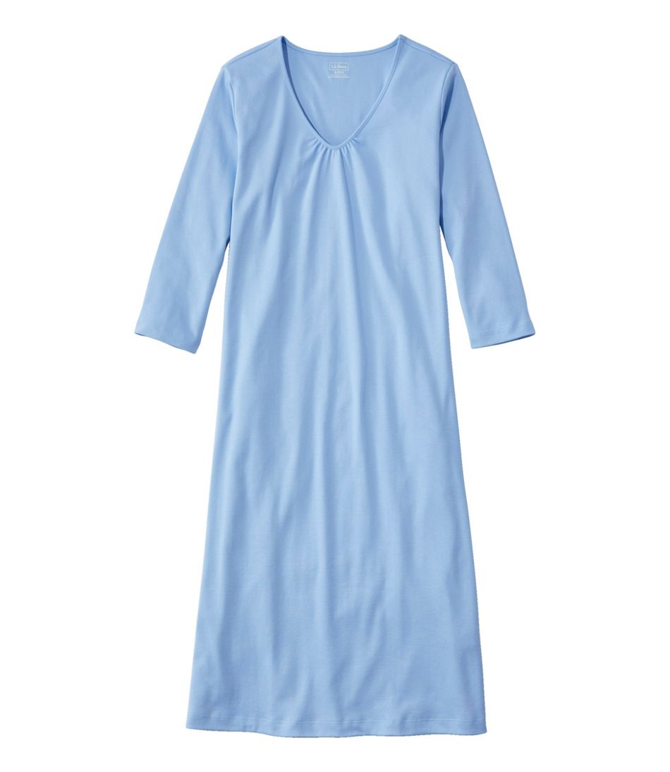 Women's Supima Cotton Nightgown, V-Neck Three-Quarter-Sleeve | L.L.Bean Exclusive