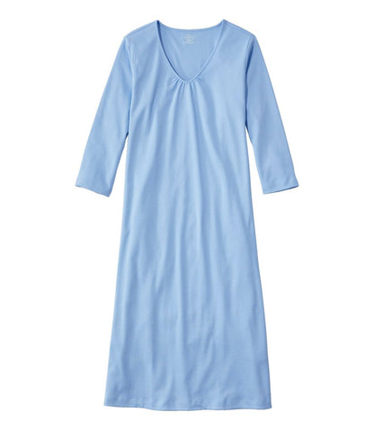 Women's Supima Cotton Nightgown, V-Neck Three-Quarter-Sleeve | L.L.Bean Exclusive