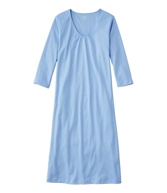 Women's Supima Cotton Nightgown, V-Neck Three-Quarter-Sleeve | L.L.Bean Exclusive